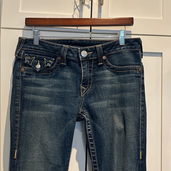True Religion Julie Women’s Size 30 Low Rise Skinny Dark Blue Jeans Y2K - Picture 13 of 13